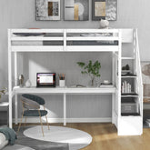 Bellemave® Twin Size Loft Bed with Storage Staircase and Built - in Desk - Bellemave